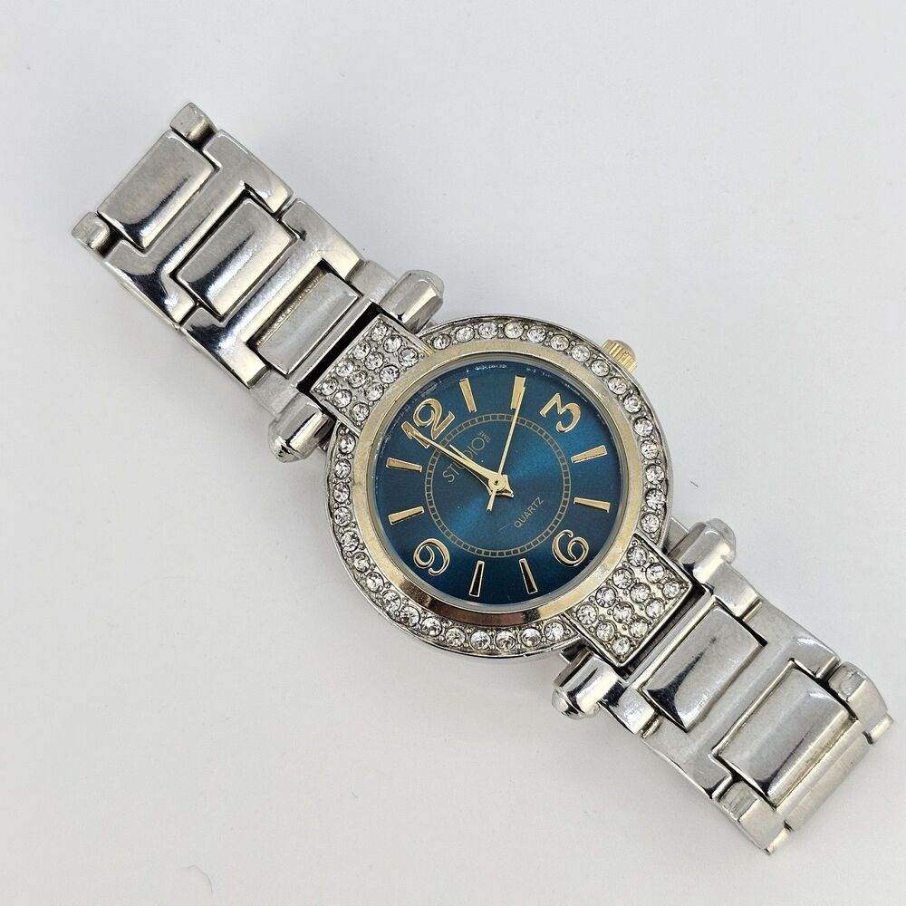 Studio Women's Watch 30MM Blue Dial Gray Bracelet Band 5.75" New Battery